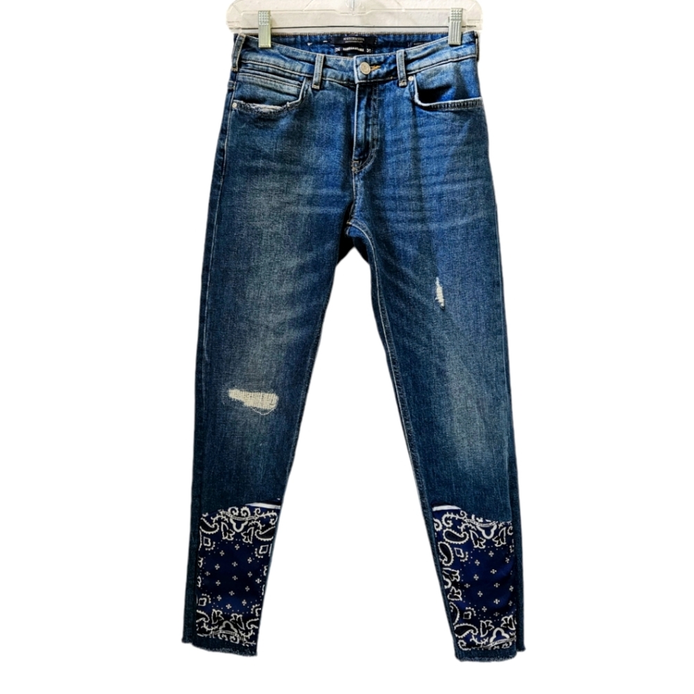 Scotch & Soda 25 Bandanarama Petit AM1 Slim Boyfriend Jeans‎ Raw Hem Distressed